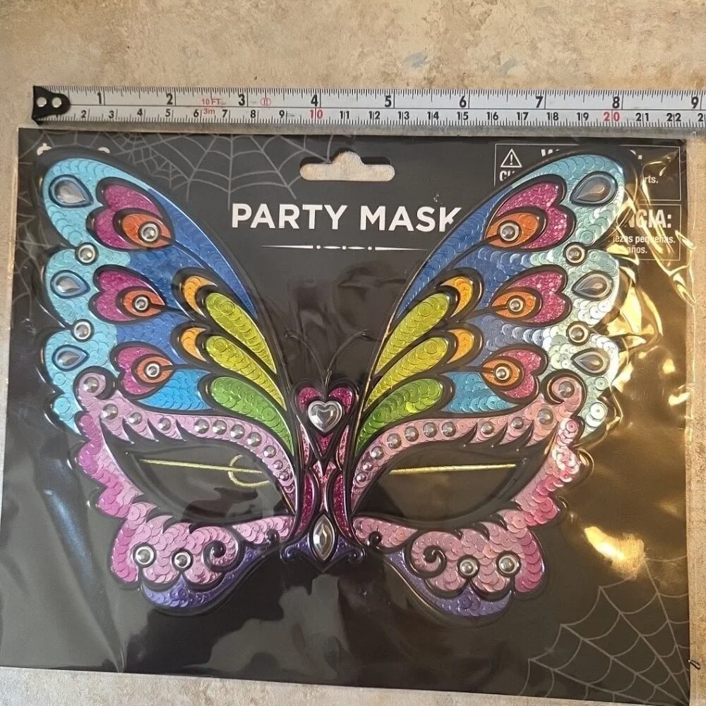 Masquerade Metallic Embossed Mask Butterfly Halloween Party NEW In Pkg
